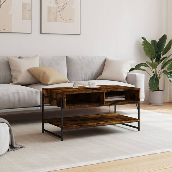 vidaXL Coffee Table Smoked oak Engineered wood, metal Standard