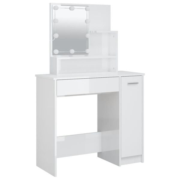vidaXL Dressing Table Glossy White Engineered wood, Acrylic Dressing Table