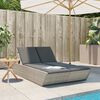 vidaXL Double Sun Lounger with Cushions Light Grey Poly Rattan