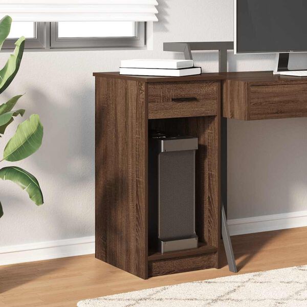 vidaXL Computer Tower Stand Brown Oak Engineered Wood