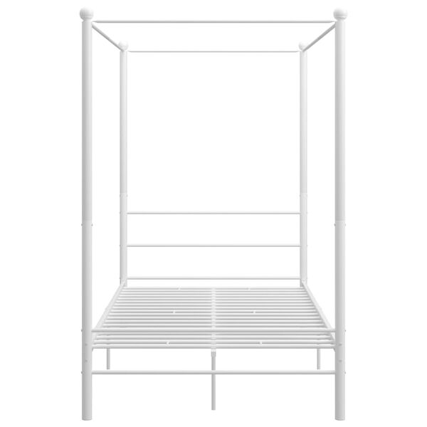 vidaXL Bed Frame White Powder-coated metal 55.1 x 78.7 in Bed Frame