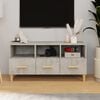 vidaXL TV Cabinet Concrete Gray Engineered Wood, Solid Eucalyptus Wood