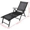 vidaXL Sun Lounger Black Aluminum Large Foldable Folding Sun Lounger