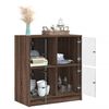 vidaXL Side Cabinet Brown oak Engineered wood, glass Small Side Cabinet