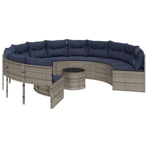 vidaXL Patio Sofa Gray, Navy Blue