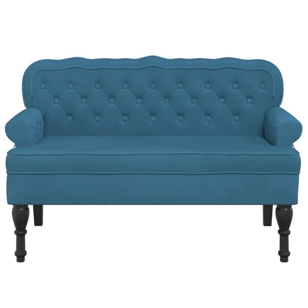 vidaXL Bench Blue Velvet, Plywood, Solid Rubber Wood Standard