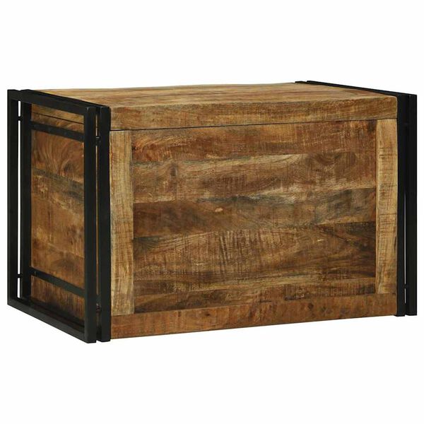 vidaXL Storage Box 80 x 50 x 50 cm Rough mango wood and metal