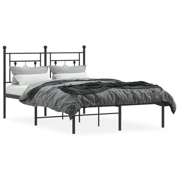 vidaXL Bed Frame Black Steel Small Double Bed Frame Rectangular