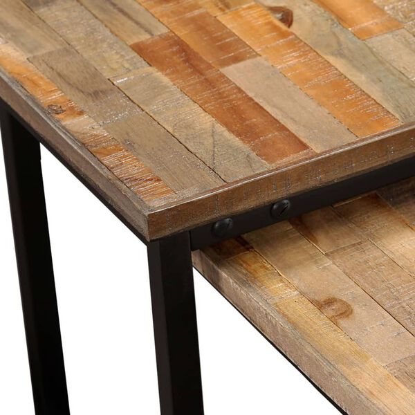 vidaXL Coffee Table Set of 2 Brown Reclaimed teak Large & Small
