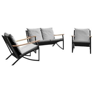 vidaXL Balcony Furniture Set Black Powder-coated steel Medium