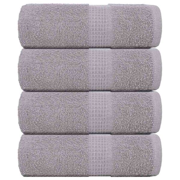 vidaXL Soap Towel Set of 4 Grey 100% ring-spun cotton 11.8x11.8 in