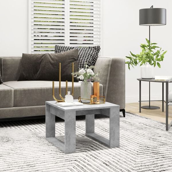 vidaXL Side Table Concrete Grey Engineered Wood Square Minimalist