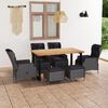 vidaXL 7 Piece Patio Dining Set with Cushions Poly Rattan Dark Gray