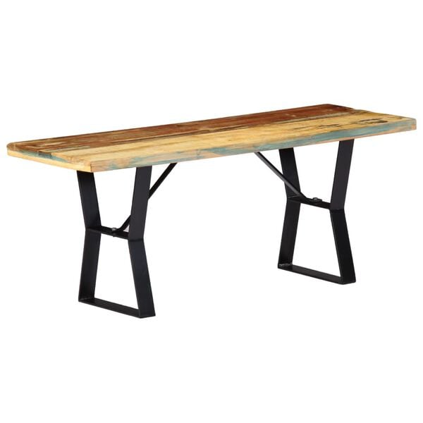 vidaXL Bench Various wood tones Reclaimed wood, Powder-coated iron 43 in