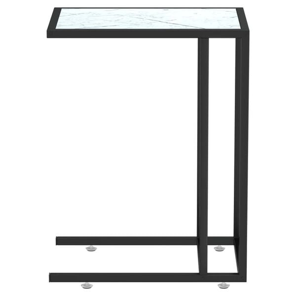 vidaXL Side Table White marble Tempered glass, iron 19.7 x 13.8 x 25.6 in