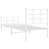 vidaXL Metal Bed Frame without Mattress with Footboard White 29.5"x74.8"