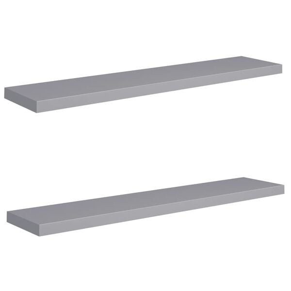 vidaXL Wall Shelf Set of 2 Gray Honeycomb MDF, Metal 47.2 in x 9.3 in