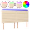 vidaXL LED Headboard Cream Polyester, Engineered Wood, Larch Wood, Foam