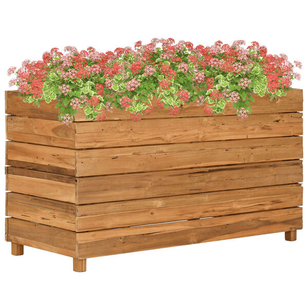 vidaXL Raised Bed Natural Wood Recycled Teak Wood and Steel Medium