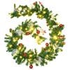 vidaXL Christmas Garland Green, Silver, Red PVC 8.9 ft Christmas Garland
