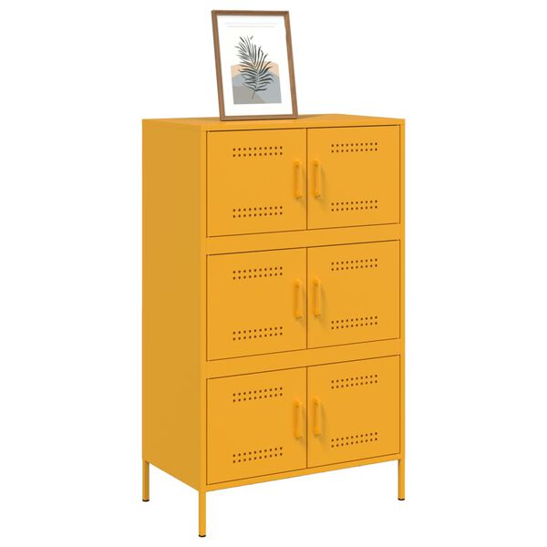 vidaXL Highboard Mustard yellow Steel Large Highboard Rectangular