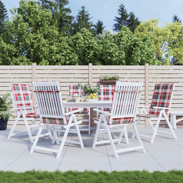 vidaXL Highback Chair Cushion Set of 6 Red Check Pattern