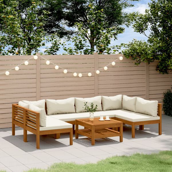 vidaXL Garden Lounge Set Cream Solid acacia wood Large Modular