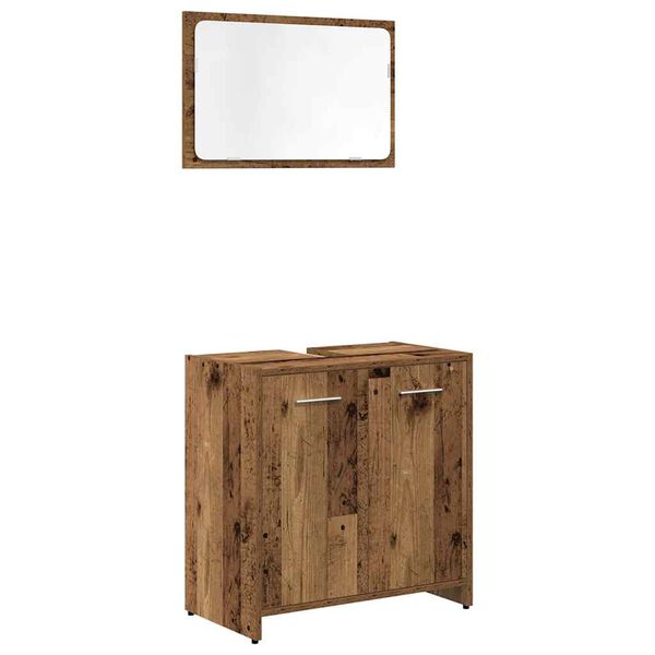 vidaXL Bathroom Furniture Set Old wood Engineered wood, glass Medium
