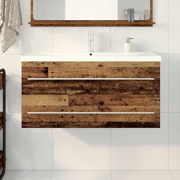 vidaXL Bathroom Sink Cabinet 2 pcs Old Wood 39.37 x 15.16 x 18.90 in