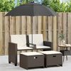 vidaXL Patio Sofa Brown PE rattan Medium Adjustable Feet Patio Sofa
