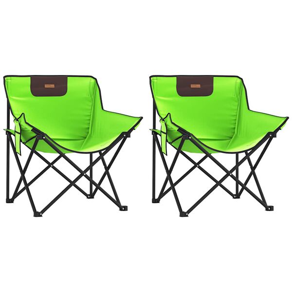 vidaXL Camping Chair Green Steel and 600D polyester with PE coating