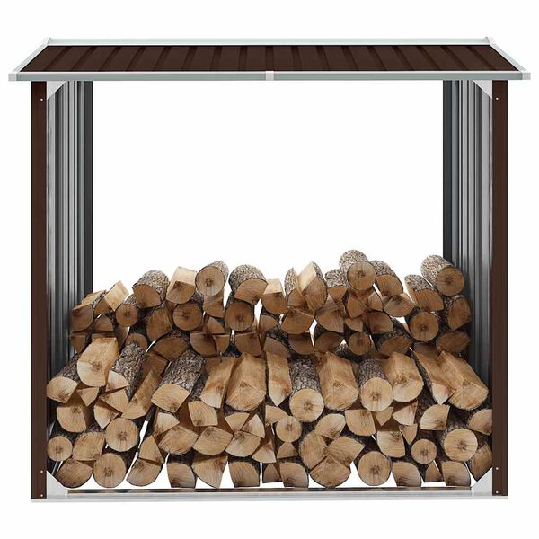 vidaXL Log Storage Shed Galvanized Steel 67.7"x35.8"x60.6" Brown