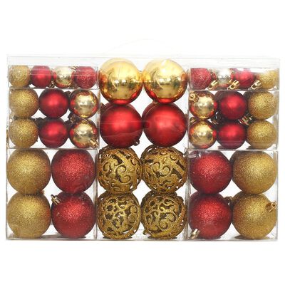 vidaXL Christmas Baubles 100 pcs Gold and Wine Red 1.2" / 1.6" / 2.4"