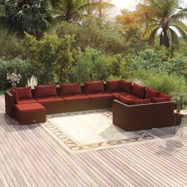 vidaXL Garden Lounge Set Brown, Cinnamon Red