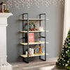 vidaXL Book Cabinet Natural wood and black Solid pine wood, metal Medium