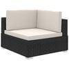 vidaXL Patio Furniture Black and Cream Poly Rattan, Steel, Polyester Large