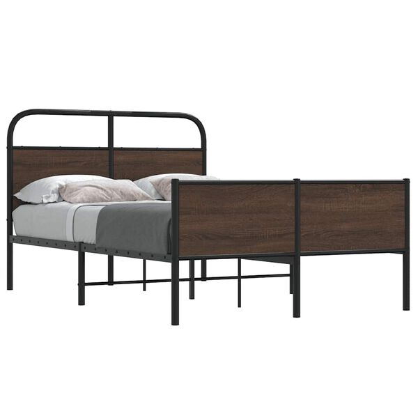 vidaXL Bed Frame Brown Oak Steel Double Durable Bed Frame