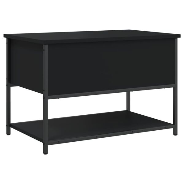 vidaXL Storage Bench Black Engineered wood and metal 27.6 x 16.7 x 18.5 in