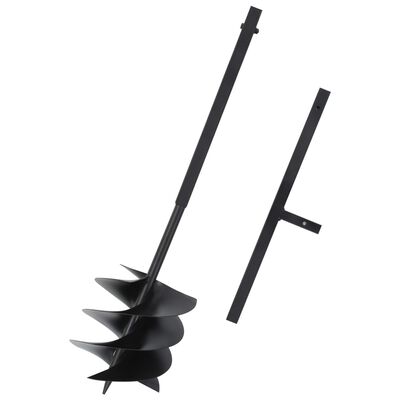 vidaXL Ground Drill with Handle 9.8" Steel Black