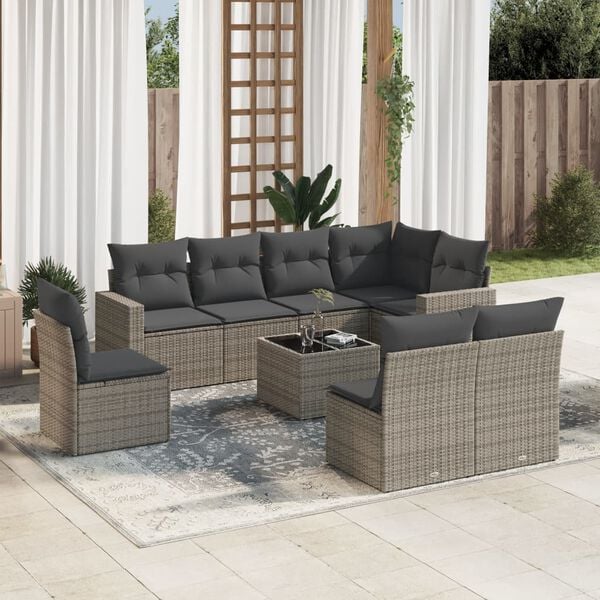 vidaXL Garden Sofa Set Grey