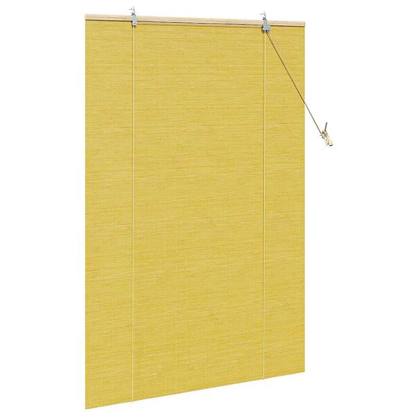 vidaXL Roller Blind with Curtains Yellow 47.24 x 62.99 in Bamboo