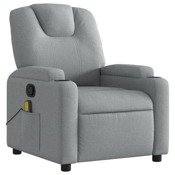 vidaXL Light Grey Massage Recliner Chair Polyester Single