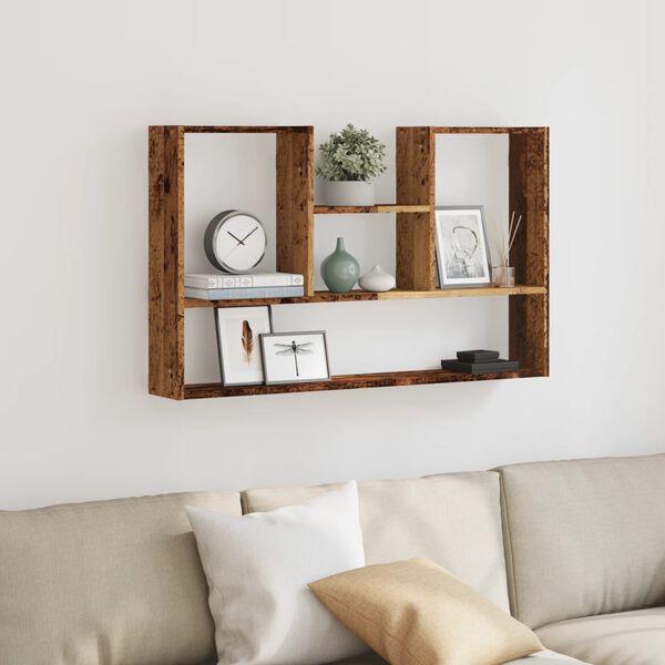 vidaXL Wall Shelf Old Wood Engineered Wood 39.0 in x 5.9 in x 23.6 in