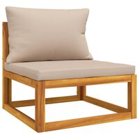 vidaXL Patio Middle Sofa with Taupe Cushions Solid Wood Acacia