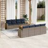 vidaXL 9 Piece Patio Sofa Set with Cushions Gray Poly Rattan