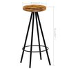 vidaXL Bar Stool Set of 2 Natural wood and black