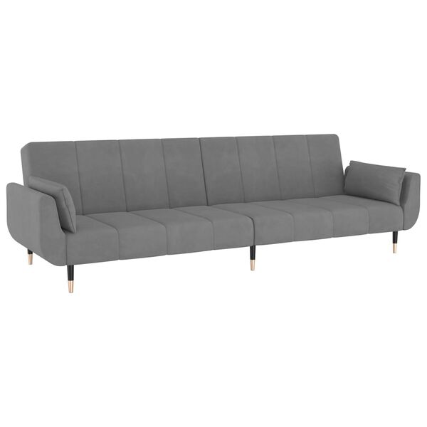 vidaXL Sofa Bed Light Grey Velvet (100% polyester), wood, metal 2-seater