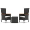 vidaXL Garden Lounge Set Black PE rattan Removable Covers