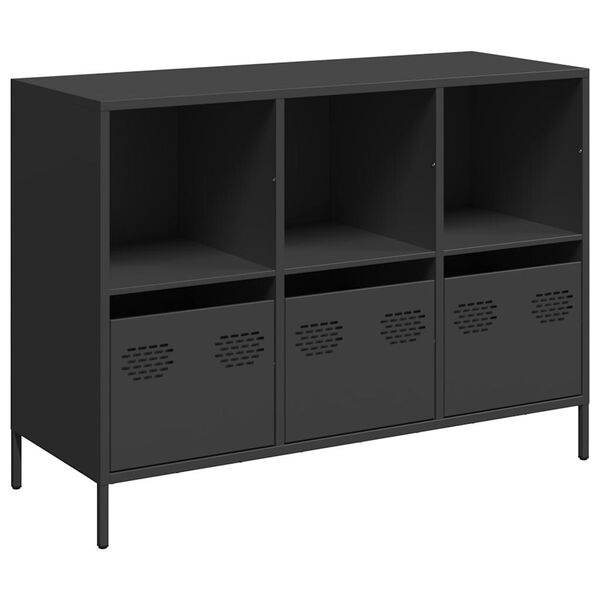 vidaXL Sideboard Black Cold-rolled Steel Medium Sideboard Rectangular