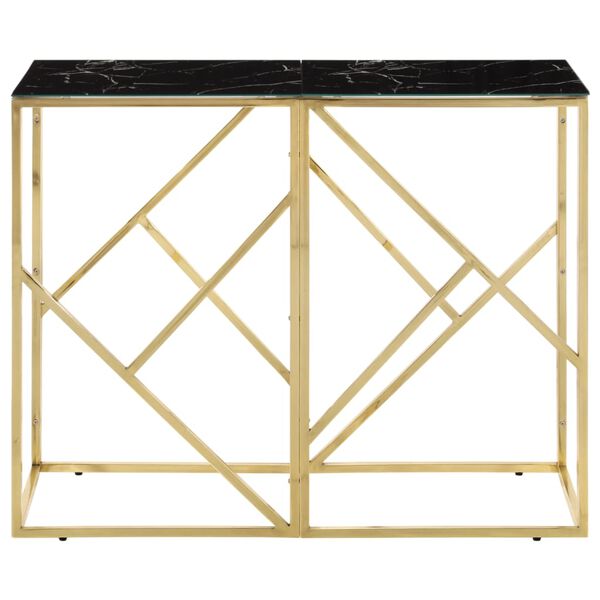 vidaXL Console Table Gold Stainless steel and tempered glass Console Table